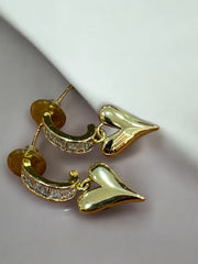 Elegant gold-toned heart-shaped earrings