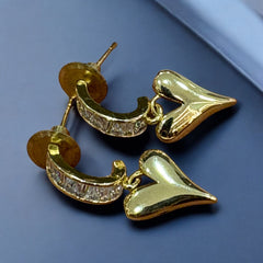 Elegant gold-toned heart-shaped earrings