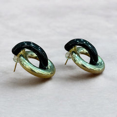 Elegant Dual-Tone Linked Hoop Earrings