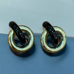 Elegant Dual-Tone Linked Hoop Earrings