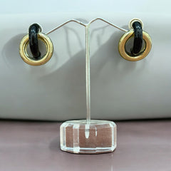 Elegant Dual-Tone Linked Hoop Earrings