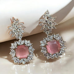 Elegant Stone and Diamond Cluster Earrings