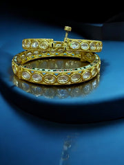 Classic Kundan Bangles with Screw Lock - Timeless Elegance