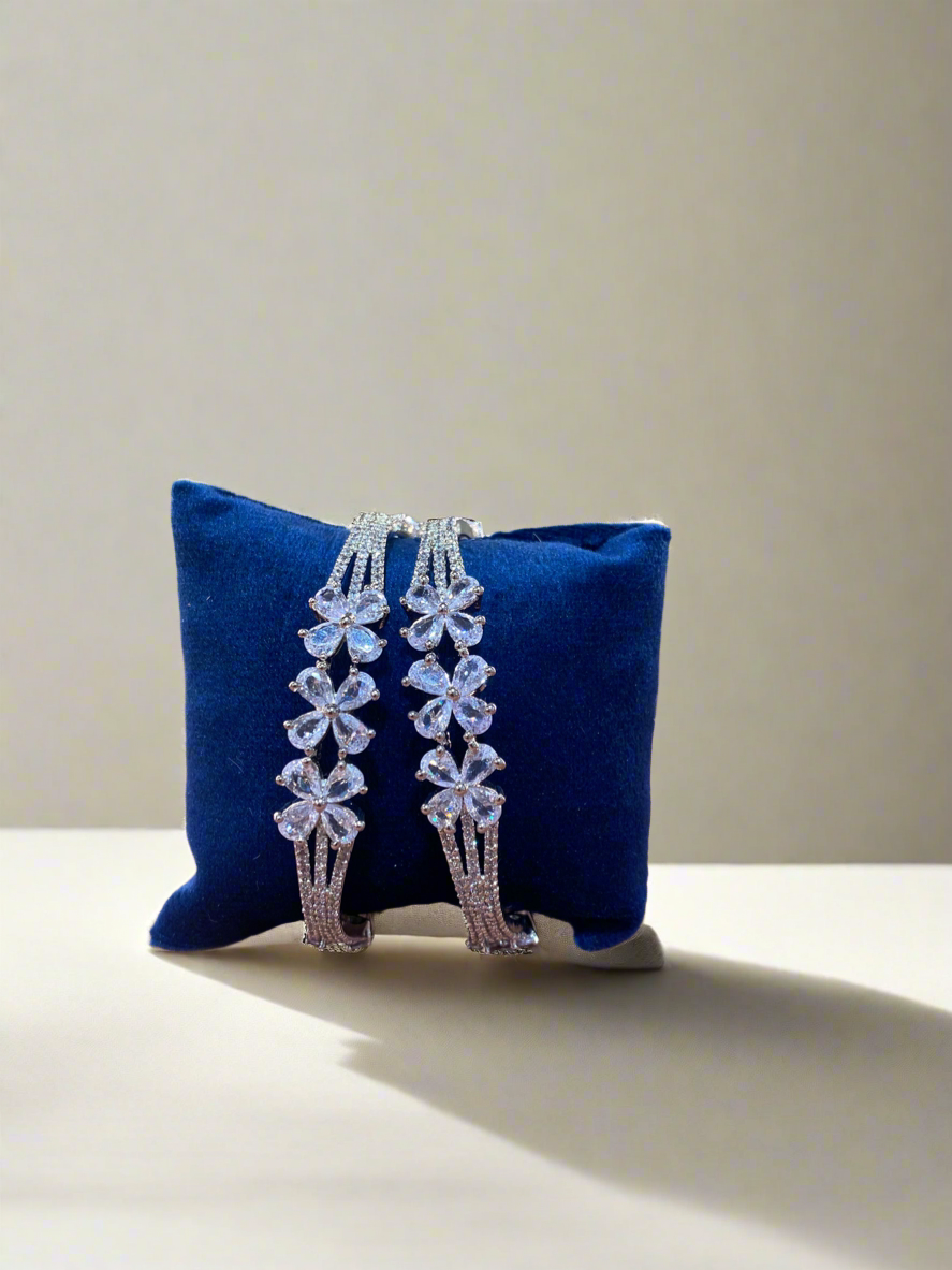 Elegant Floral Diamond Bangles