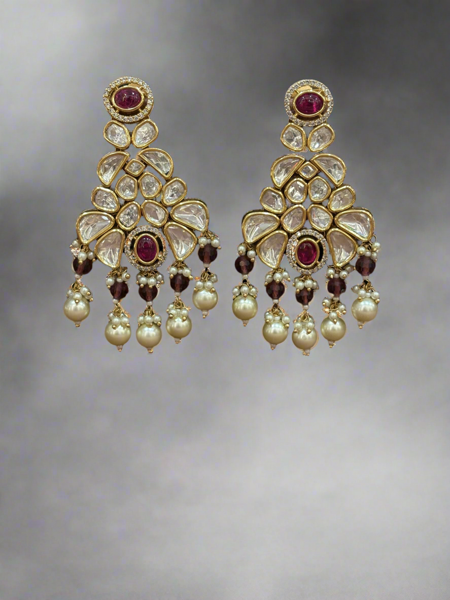Royal Ruby Kundan Set with Matching Earrings and Maang Teeka
