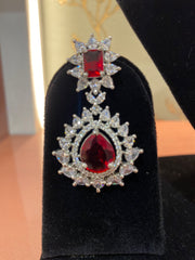 Luxurious Ruby Red Statement Necklace and Earring Set