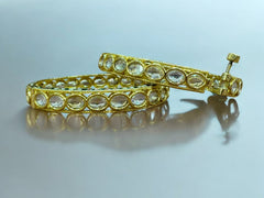 Classic Kundan Bangles with Screw Lock - Timeless Elegance