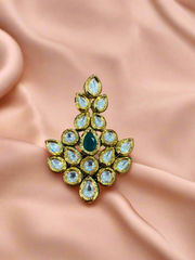 Elegant Gold and Green Teardrop Kundan Earrings