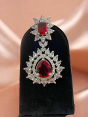 Luxurious Ruby Red Statement Necklace and Earring Set