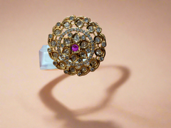 Exquisite Gold-Tone Statement Ring with Gemstone Accents