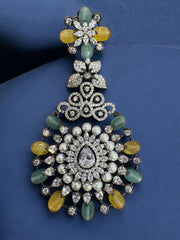 Ornate Multicolor Gemstone and Pearl Statement Earrings