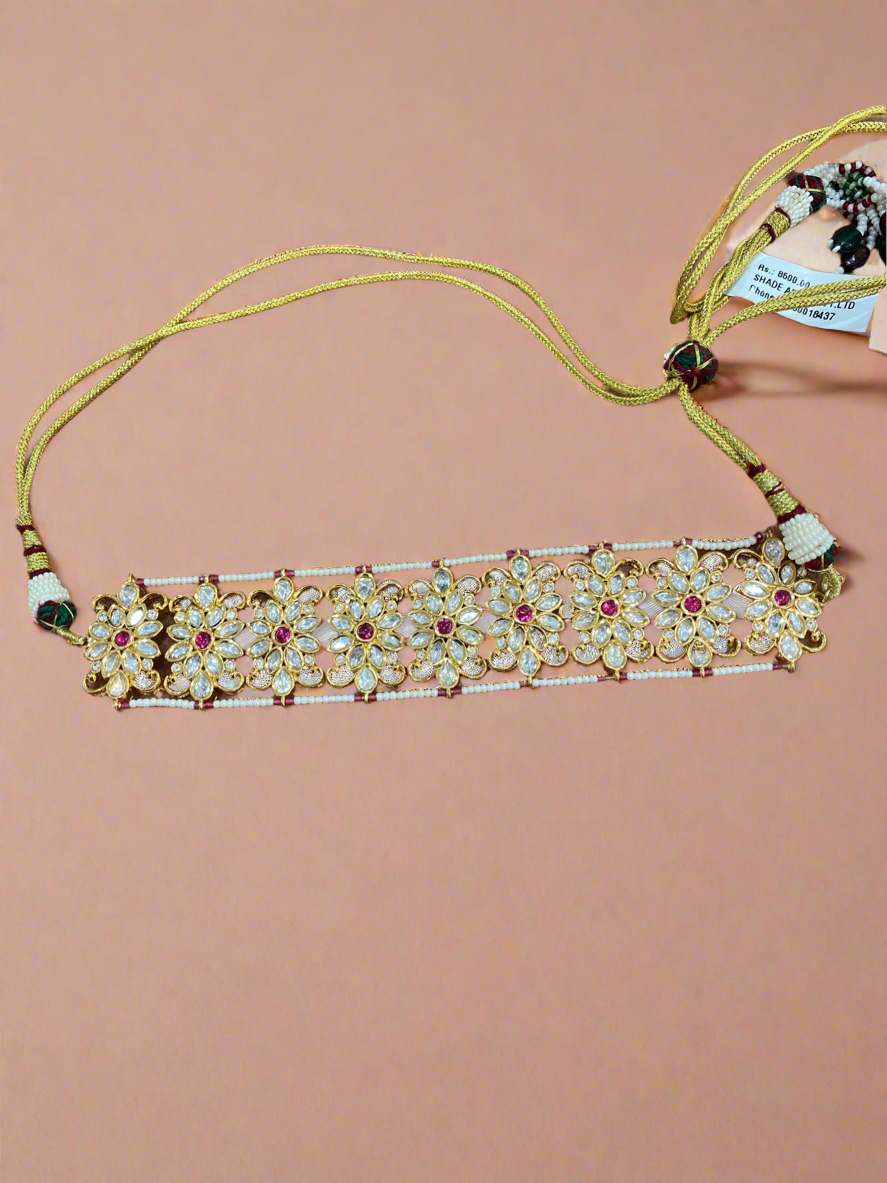 Elegant Gold-Plated Choker Necklace with Matching Earrings