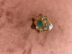 Floral Statement Ring with Green Cat’s Eye and Polki Diamonds