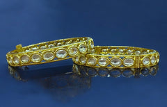 Classic Kundan Bangles with Screw Lock - Timeless Elegance