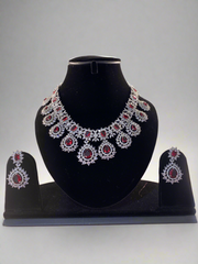 Luxurious Ruby Red Statement Necklace and Earring Set