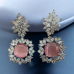 Elegant Stone and Diamond Cluster Earrings