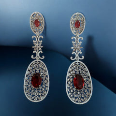Exquisite Ruby and Diamond Filigree Drop Earrings
