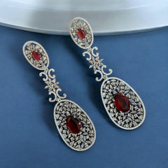Exquisite Ruby and Diamond Filigree Drop Earrings