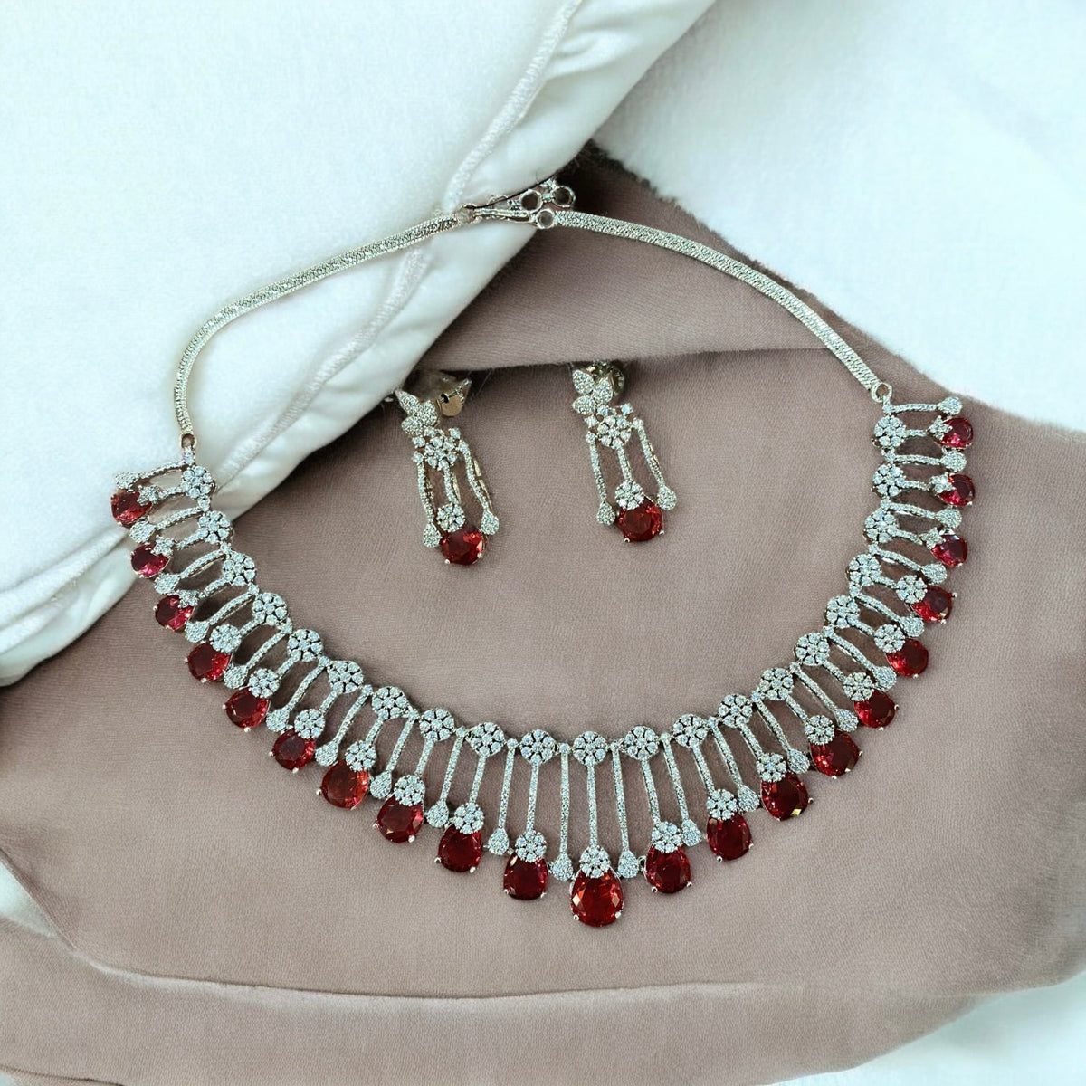 Ruby Radiance Necklace & Earring Set