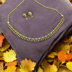 Elegant Gold-Plated Floral Necklace Set with White and Ruby Accents