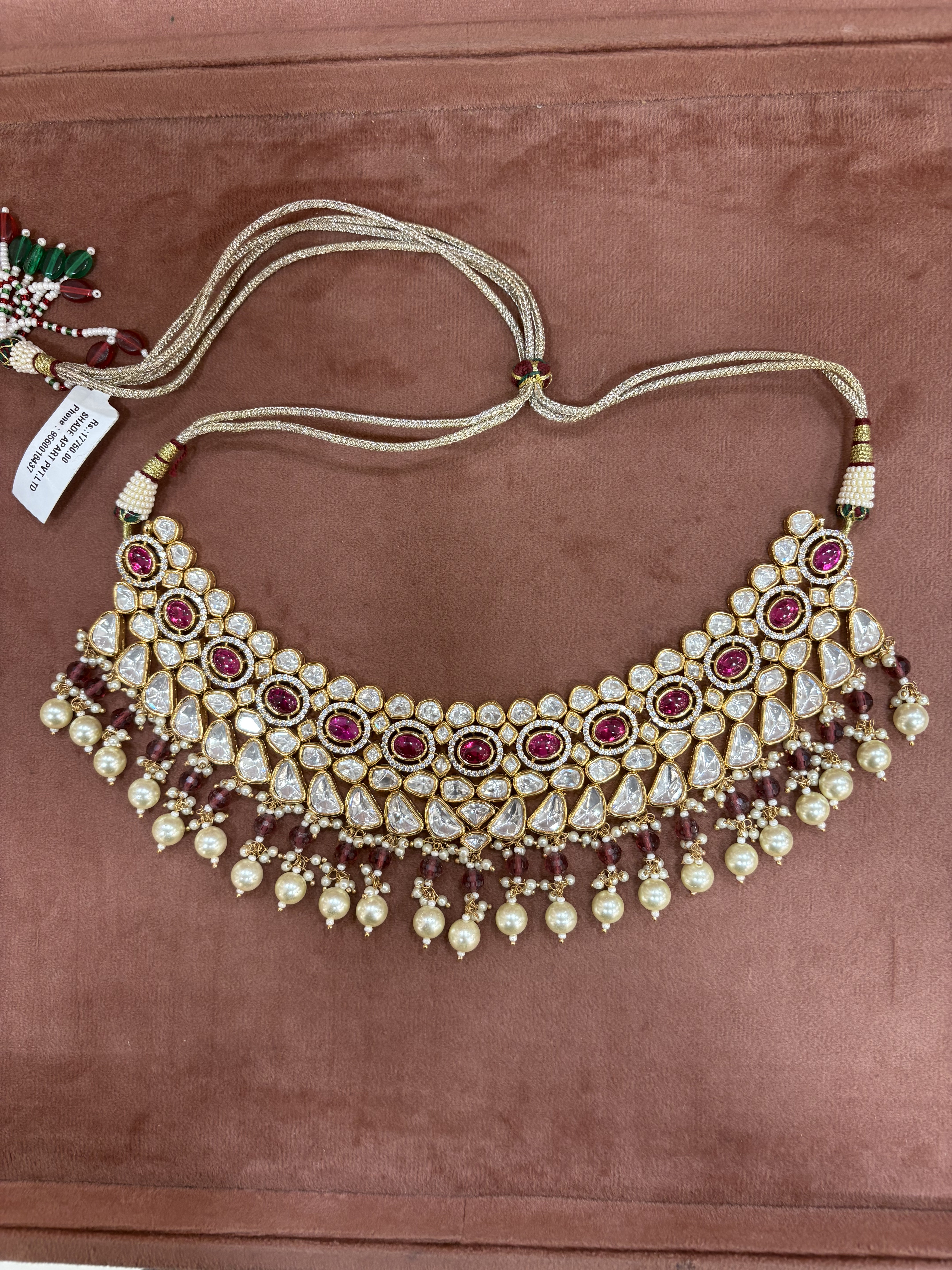 Royal Ruby Kundan Set with Matching Earrings and Maang Teeka