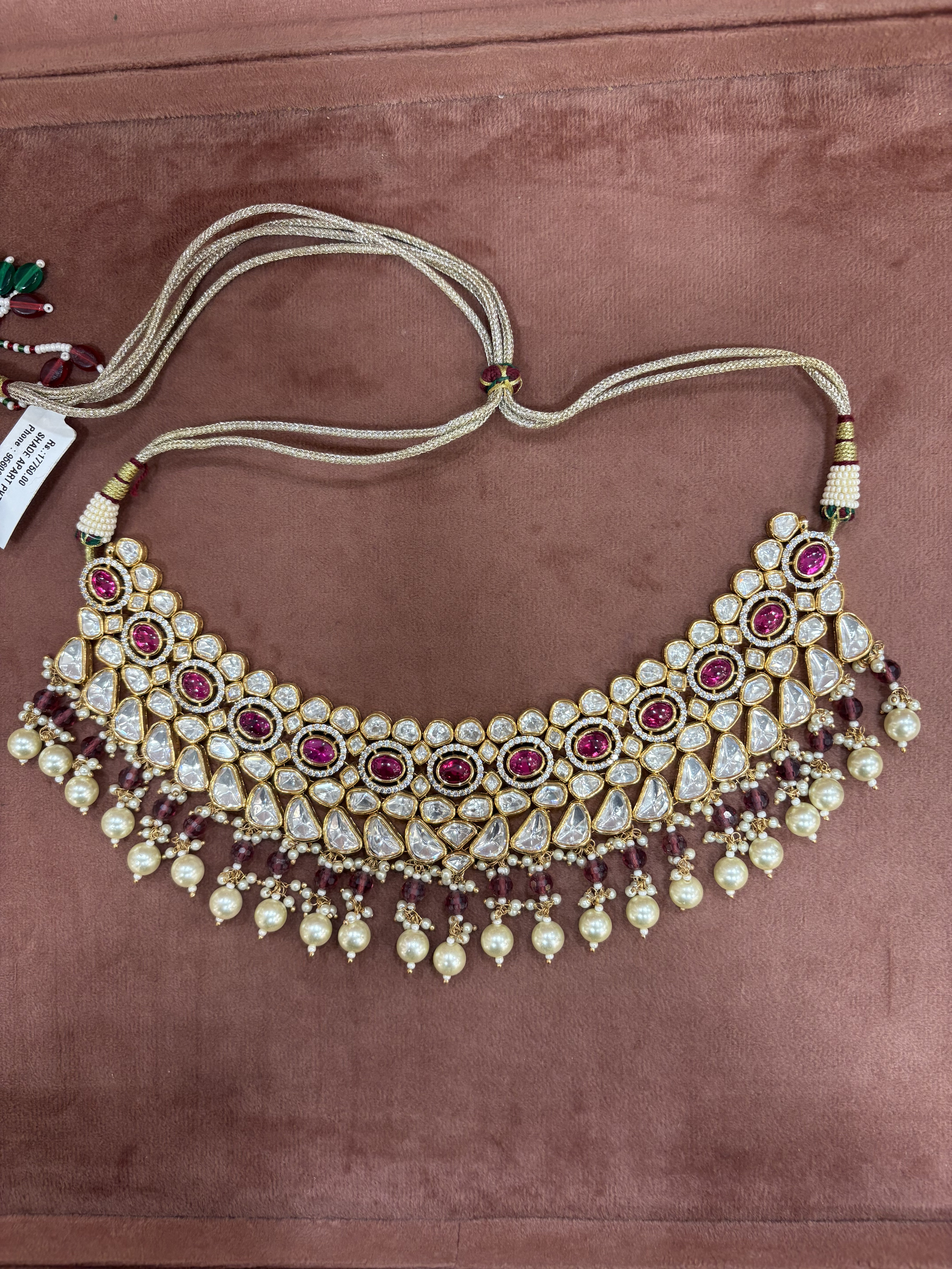 Royal Ruby Kundan Set with Matching Earrings and Maang Teeka
