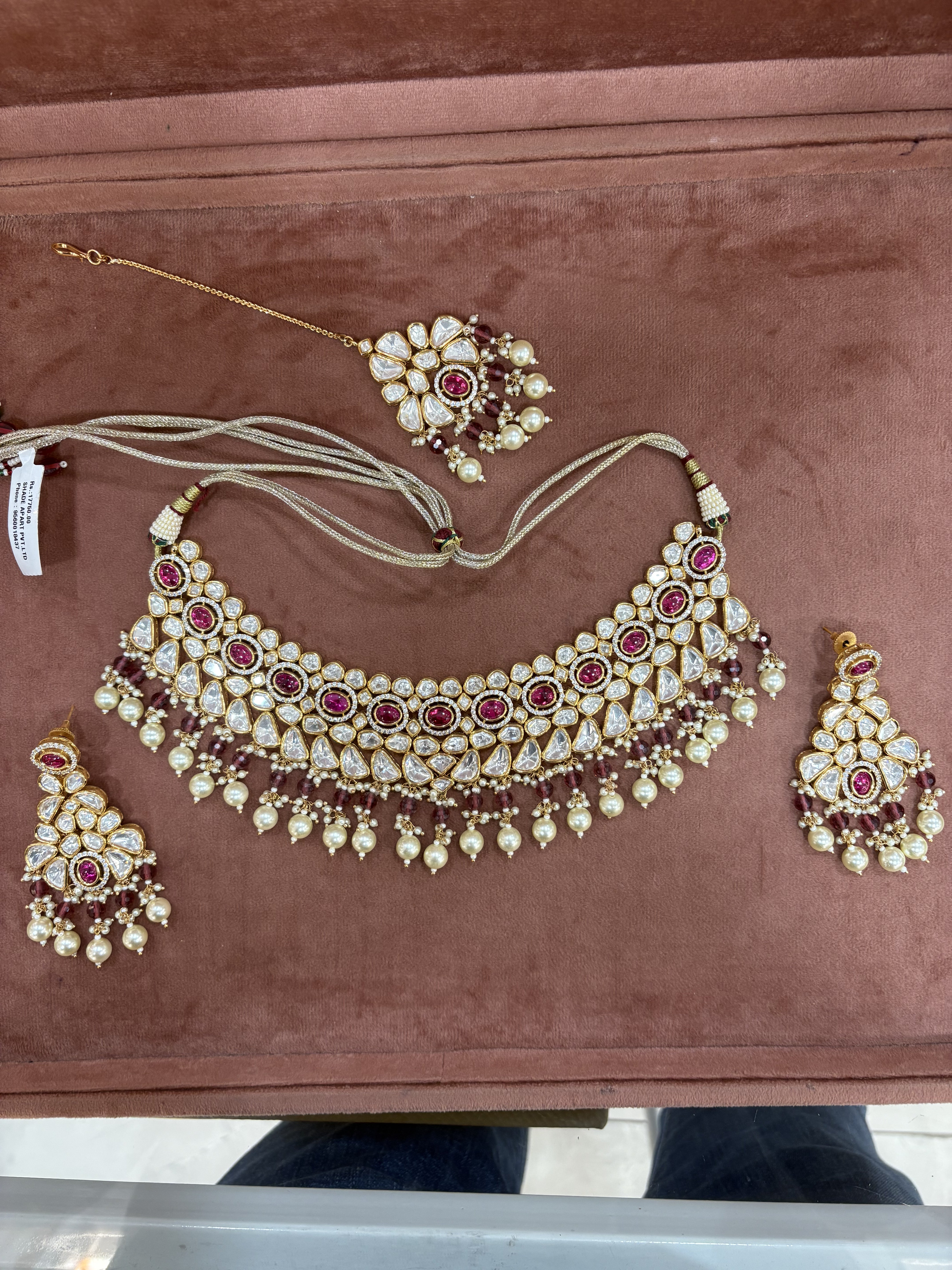 Royal Ruby Kundan Set with Matching Earrings and Maang Teeka