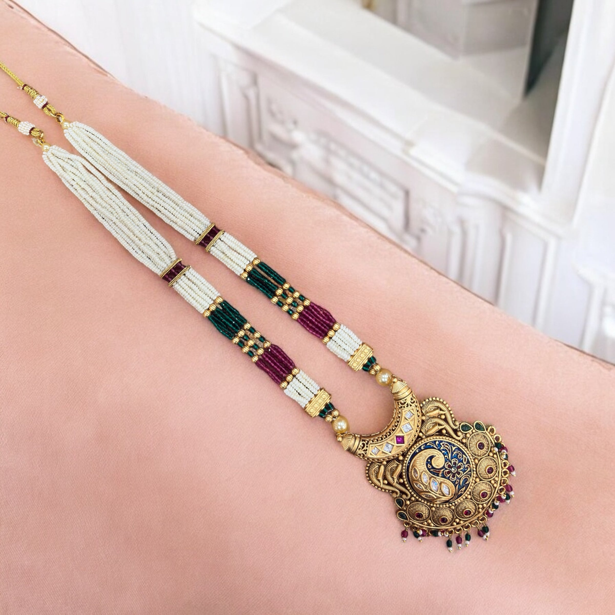 Traditional Peacock Motif Necklace and Earrings set