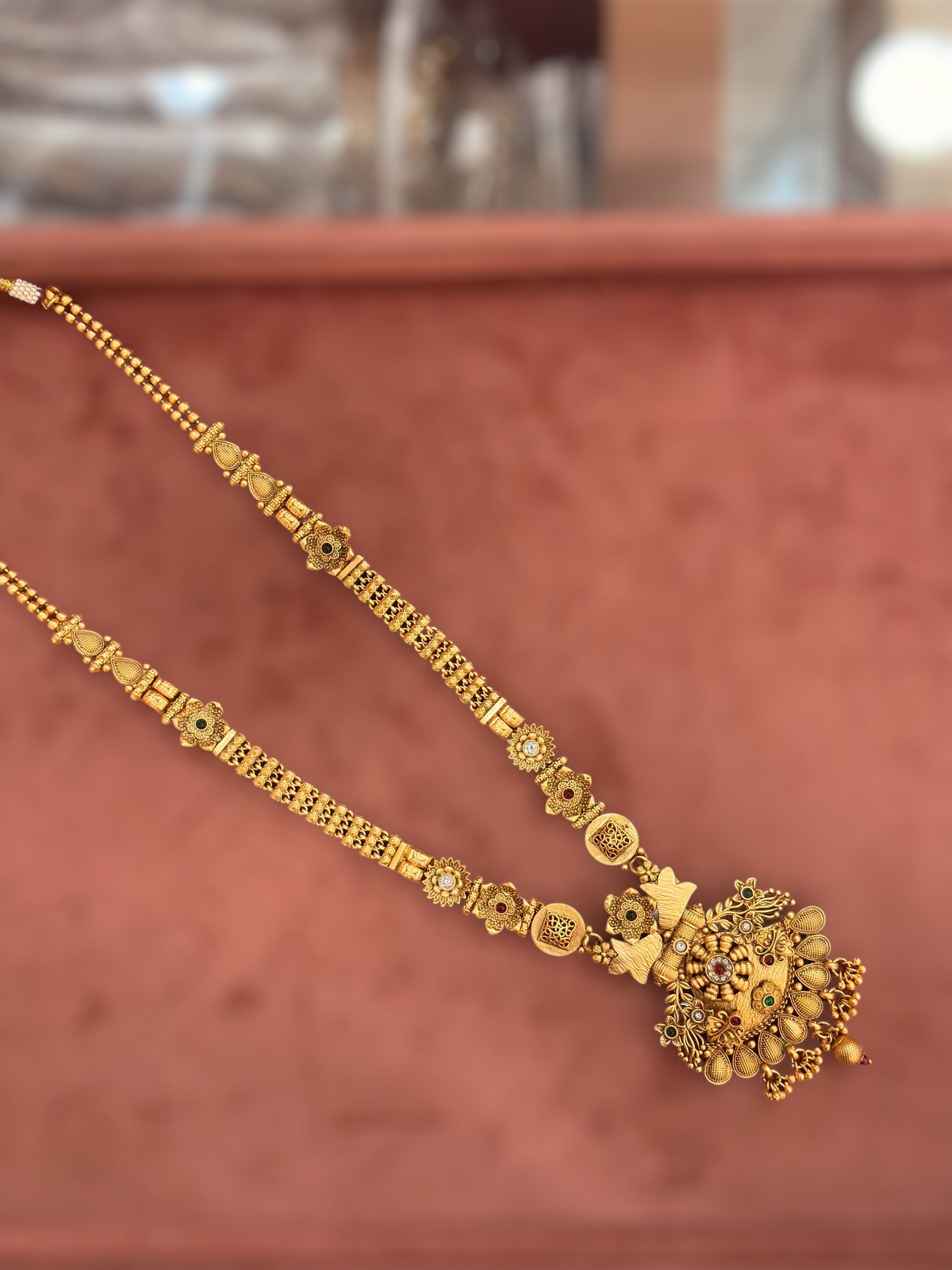Traditional Gold-Plated Long Necklace and Choker Set
