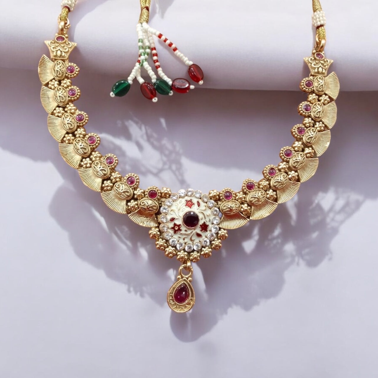 Exquisite handcrafted jewelry set with matching earrings