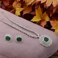 Emerald Elegance Necklace & Earring Set