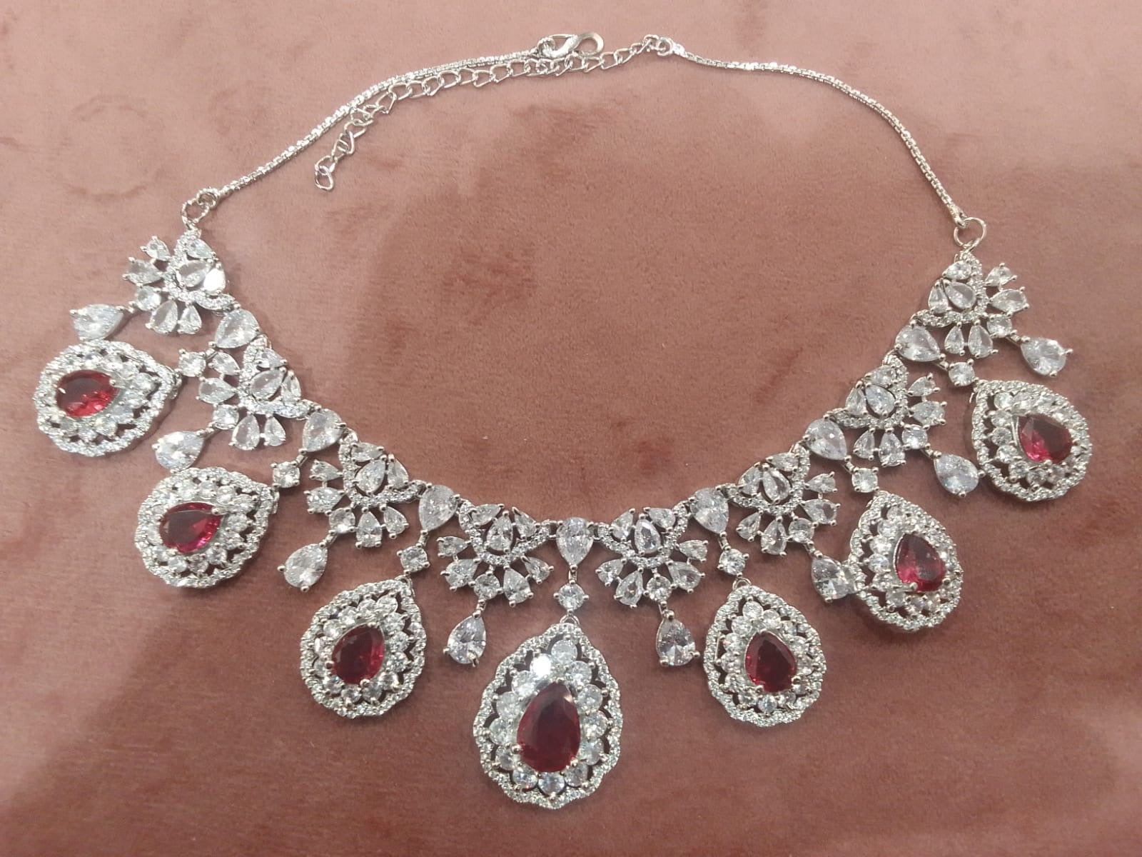 Royal Ruby Statement Necklace & Earring Set