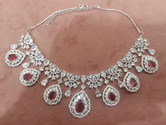 Royal Ruby Statement Necklace & Earring Set