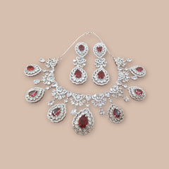 Royal Ruby Statement Necklace & Earring Set
