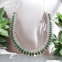 Exquisite Emerald Necklace Set with Matching Earrings and Maang Tikka