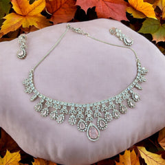 Elegant Pink Stone Necklace and Earring Set