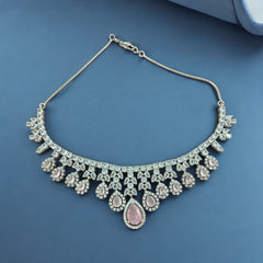 Elegant Pink Stone Necklace and Earring Set