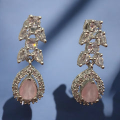 Elegant Pink Stone Necklace and Earring Set