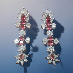 Floral Ruby-Inspired Necklace and Earring Set
