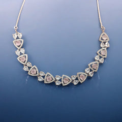 Elegant Pink and White Stone Necklace and Earring Set