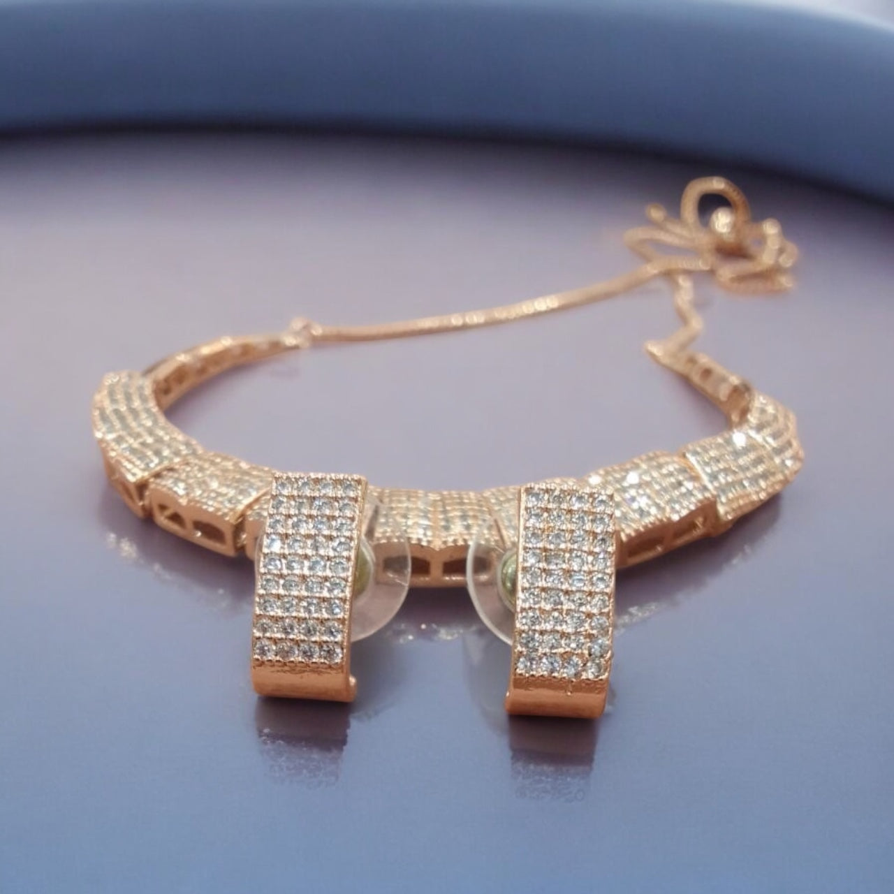 Elegant Gold-Plated Necklace and Earring Set