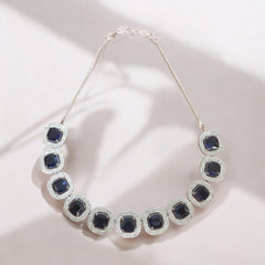 Luxurious Sapphire-Inspired Necklace & Earring Set