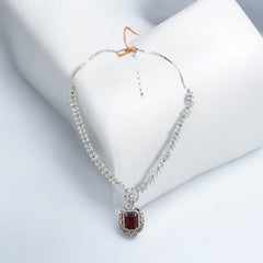 Product Description: Luxurious Silver and Ruby Bridal Jewelry Set
