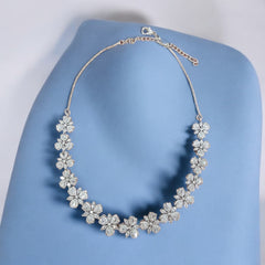 Product Description: Elegant Floral Silver Necklace Set with Earrings