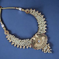 Exquisite Gold and Pearl Necklace Set with Jhumka Earrings