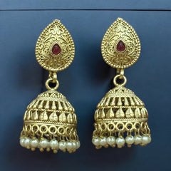 Exquisite Gold and Pearl Necklace Set with Jhumka Earrings
