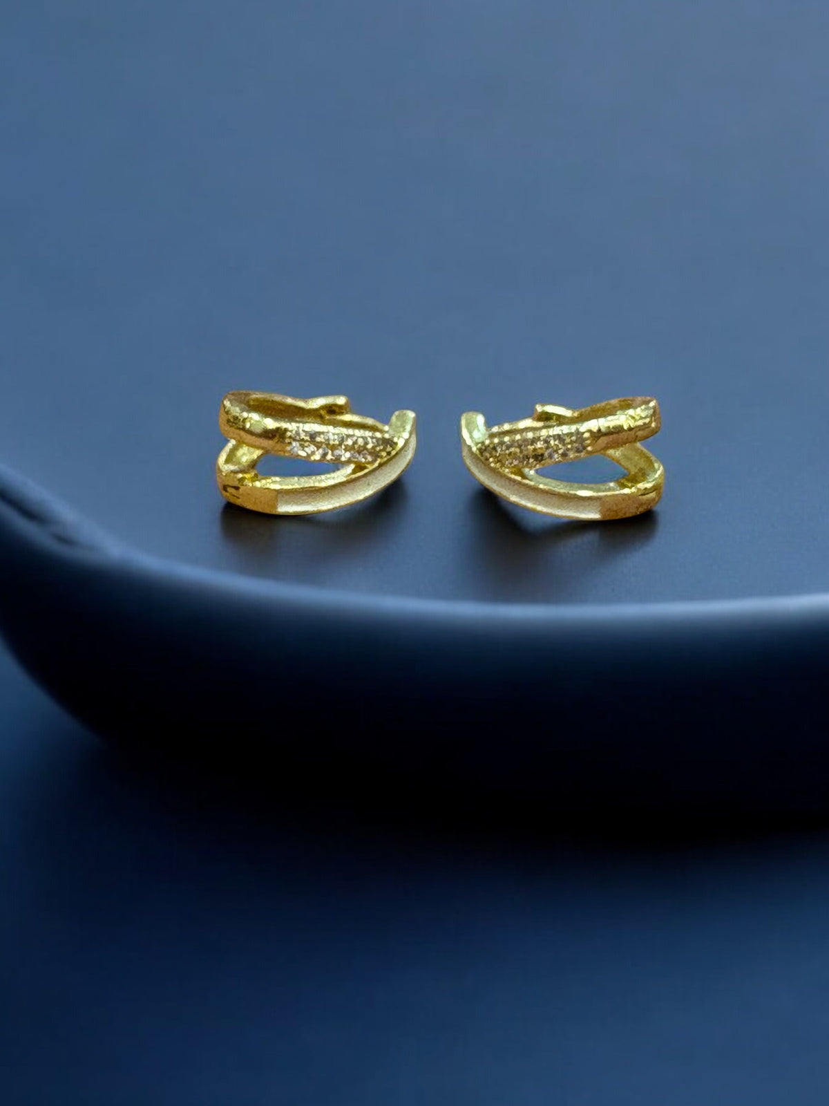 Golden Pearl-Studded Hoop Earrings