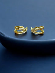 Golden Pearl-Studded Hoop Earrings