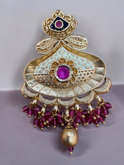 Exquisite Golden Kundan Earrings with Ruby Accents
