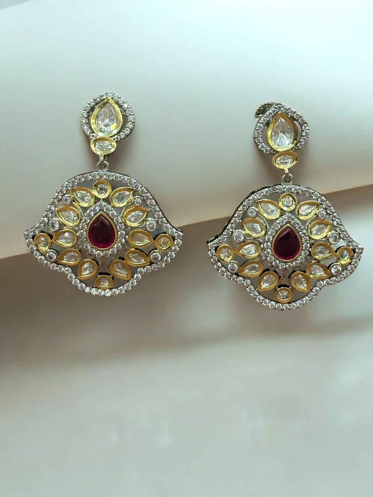 Luxurious Kundan and Ruby Statement Earrings
